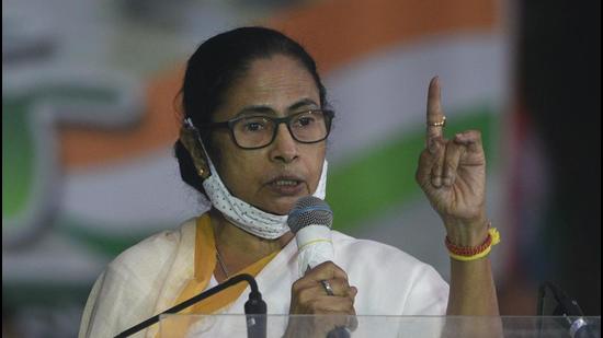 West Bengal chief minister Mamata Banerjee on Thursday took potshots at her two former Trinamool Congress colleagues, Rajib Banerjee and Suvendu Adhikari, who were ministers incharge of the irrigation department (HT File Photo/Samir Jana)