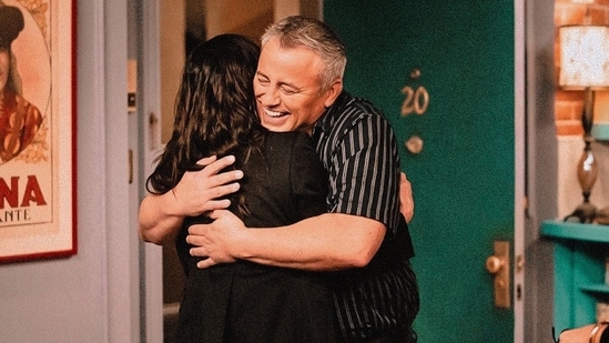 Friends The Reunion review: Matt LeBlanc with Courteney Cox in a scene from the episode.