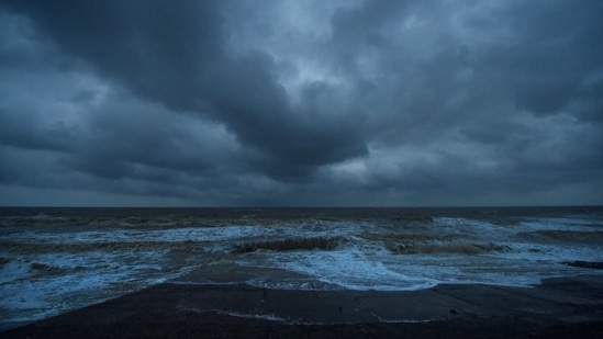 East Midnapore: Dark clouds hover in the sky over the Bay of Bengal after landfall of cyclone 'Yaas', at Digha in East Midnapore district, Wednesay, May 26, 2021. (PTI)