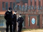 Security personnel keep watch outside the Wuhan Institute of Virology. (File Photo)