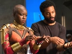 Danai Gurira with Ryan Coogler during Black Panther shoot. Danai Gurira with Ryan Coogler during Black Panther shoot.