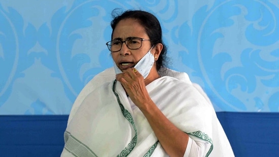 West Bengal CM Mamata Banerjee holds a review meeting of Cyclone Yaas, in South 24 Parganas on Friday. (ANI Photo)