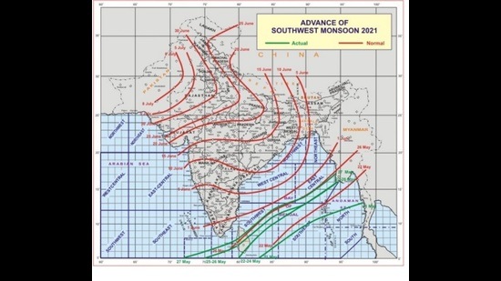 Advance of southwest monsoon 2021 (Courtesy: IMD) Advance of southwest monsoon 2021 (Courtesy: IMD)