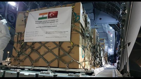 Turkey has joined dozens of countries that have delivered hundreds of tonnes of medical supplies and equipment to India (Twitter/TurkeyinDelhi) Turkey has joined dozens of countries that have delivered hundreds of tonnes of medical supplies and equipment to India (Twitter/TurkeyinDelhi)