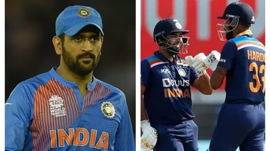 File images of MS Dhoni (left) and Rishabh Pant with Hardik Pandya (right). (File) File images of MS Dhoni (left) and Rishabh Pant with Hardik Pandya (right). (File)