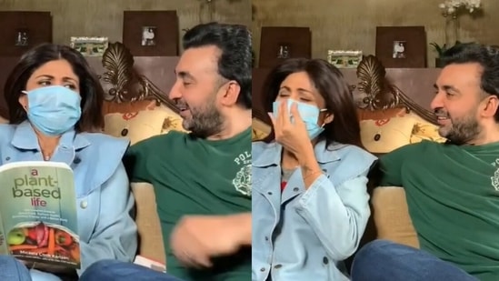 Shilpa Shetty participates in a hilarious sketch with Raj Kundra. 