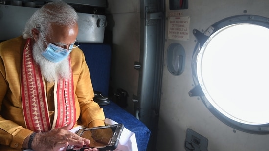 Earlier in the day, PM Modi held a review meeting with Odisha chief minister Naveen Patnaik and other officials of the state administrations to assess the impact of Cyclone Yaas.(PMO/Twitter)