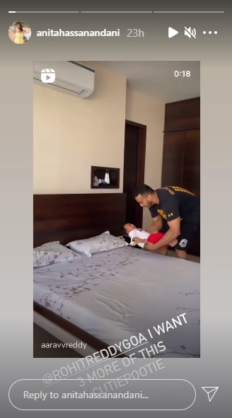 Anita Hassanandani shares a video of Aaravv and Rohit Reddy.