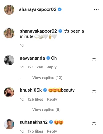 Comments on the post (Instagram/shanayakapoor02)