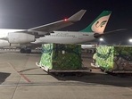 An aircraft with 300 oxygen concentrators donated by Iran to India in New Delhi. An aircraft with 300 oxygen concentrators donated by Iran to India in New Delhi.