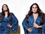 Huma Qureshi in indigo mini kaftan dress(Instagram/who_wore_what_when) Huma Qureshi in indigo mini kaftan dress(Instagram/who_wore_what_when)