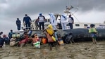 Indian Coast Guard personnel carry out rescue and relief works during landfall process of Cyclone Yaas in Odisha, Wednesday, May 26, 2021. (PTI) Indian Coast Guard personnel carry out rescue and relief works during landfall process of Cyclone Yaas in Odisha, Wednesday, May 26, 2021. (PTI)