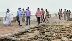 Chief minister Mamata Banerjee inspects areas damaged after Cyclone Yaas, in Digha.(PTI) Chief minister Mamata Banerjee inspects areas damaged after Cyclone Yaas, in Digha.(PTI)