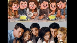 The image shows the whole cast of the popular sitcom Friends on the Amul doodle.