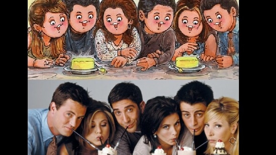 The image shows the whole cast of the popular sitcom Friends on the Amul doodle.(Instagram/@amul_india)