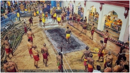 Theemithi: This ritual of devotees walking on fire was originated in Tamil Nadu and then spread to Sri Lanka, Singapore and South Africa. They practise it in exchange for a wish or blessing granted by the goddess Draupadi. (Instagram/thetarzanway)