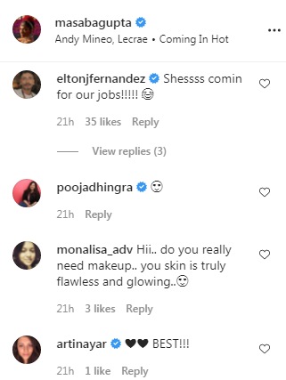 Comments on the video (Instagram/masabagupta )