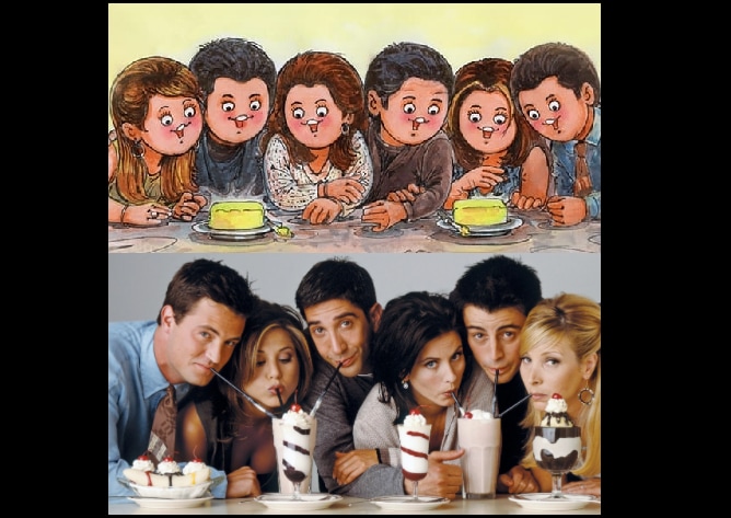 The image shows the whole cast of the popular sitcom Friends on the Amul doodle.(Instagram/@amul_india)