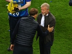 Chelsea manager Thomas Tuchel celebrates with owner Roman Abramovich after winning the Champions League.