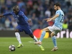 N'Golo Kante, left, challenges for the ball with Ferran Torres during the Champions League final soccer match between Manchester City and Chelsea.(AP) N'Golo Kante, left, challenges for the ball with Ferran Torres during the Champions League final soccer match between Manchester City and Chelsea.(AP)
