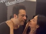 Krushna Abhishek and Kashmera Shah kiss as they celebrate his birthday.