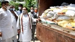 BJP president JP Nadda inspects a truck with Covid relief material meant for the needy, in New Delhi on Sunday. (ANI Photo) BJP president JP Nadda inspects a truck with Covid relief material meant for the needy, in New Delhi on Sunday. (ANI Photo)