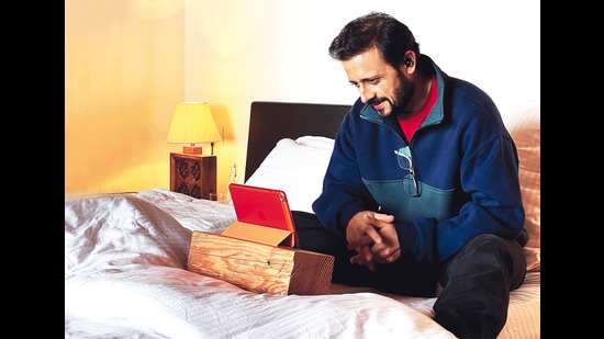 Satyadeep poses in the bedroom at his home in Kumaon for this HT Brunch column