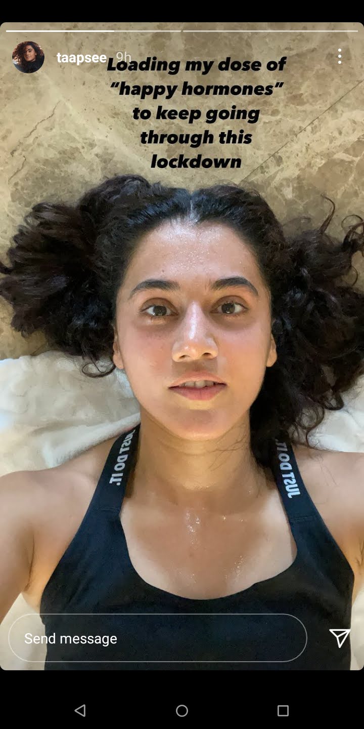 Taapsee Pannu shared a candid workout shot on Instagram. Taapsee Pannu shared a candid workout shot on Instagram.