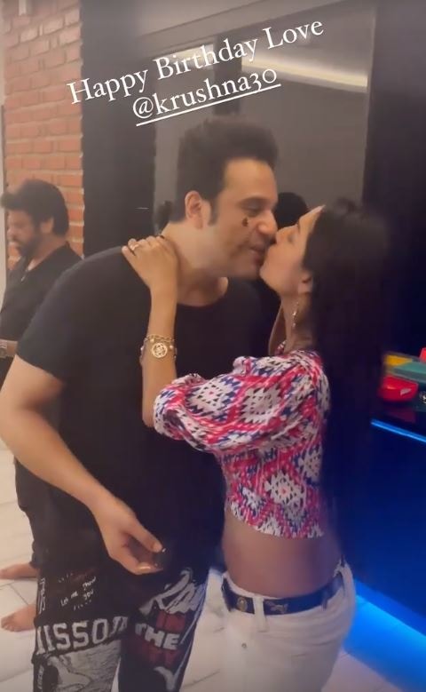 Krushna Abhishek and Kashmera Shah at his birthday party.