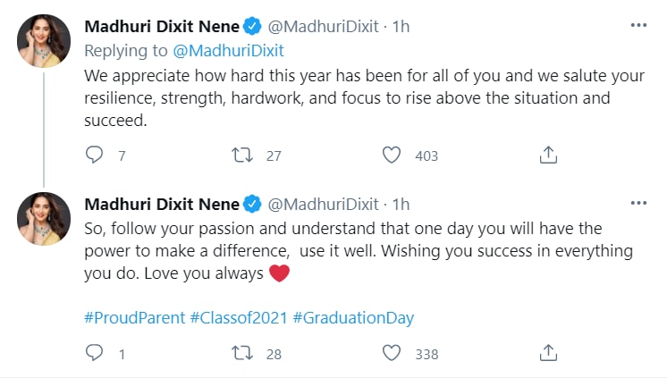 Madhuri Dixit on Twitter.