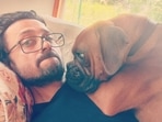 Satyadeep Misra poses with his pet dog. Satyadeep Misra poses with his pet dog.