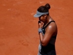 Japan's Naomi Osaka reacts.