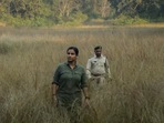 Vidya Balan in a still from Sherni. Vidya Balan in a still from Sherni.