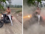 Navdeep Saini with his bike.