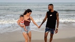 Actor Natasa Stankovic shared pictures from a beach trip to mark her son's 10 months birthday.