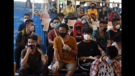 The young people in Nagaland are eager to get vaccinated, giving out hope that this trend would also convert those who are hesitant at the moment. (Hindustan Times Photo by Mohd Zakir)