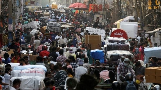 People walk at a crowded market in the old quarters of Delhi.(Reuters file photo)