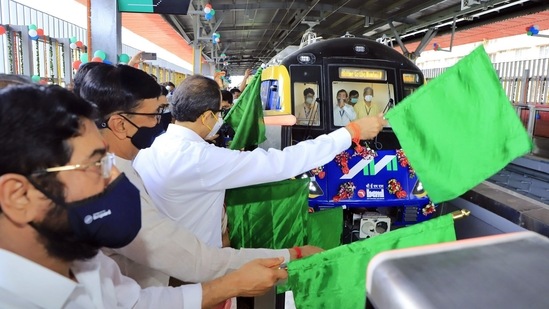 Maharashtra CM Uddhav Thackeray flagged off the trial run on Metro Line 2A & 7, on Monday.(ANI Photo) Maharashtra CM Uddhav Thackeray flagged off the trial run on Metro Line 2A & 7, on Monday.(ANI Photo)