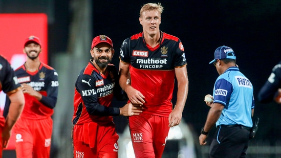 Kyle Jamieson celebrates the wicket of David Warner.(PTI)