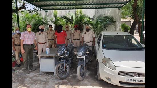The accused in the custody of Ludhiana police. (HT Photo) The accused in the custody of Ludhiana police. (HT Photo)
