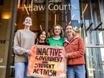 Australian child environmentalists, Laura Kirwin, Izzy Raj-Seppings, Ava Princi and Liv Heaton pose for a photo outside the Federal Court of Australia in Sydney, Thursday, May 27, 2021.(AP)