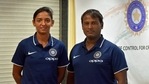 Harmanpreet Kaur (L) with head coach Ramesh Powar (R)(Twitter) Harmanpreet Kaur (L) with head coach Ramesh Powar (R)(Twitter)