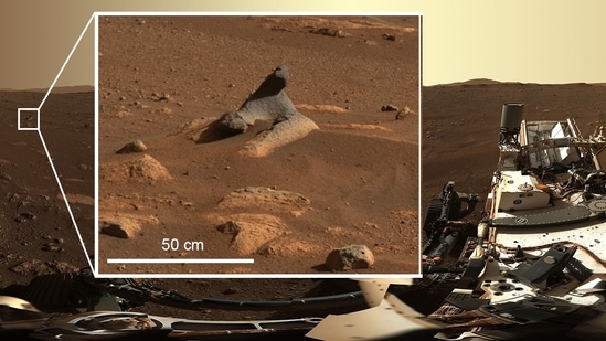 This wind-carved rock seen in first 360-degree panorama taken by the Mastcam-Z instrument shows just how much detail is captured by the camera systems.(NASA/JPL-Caltech/MSSS/ASU)