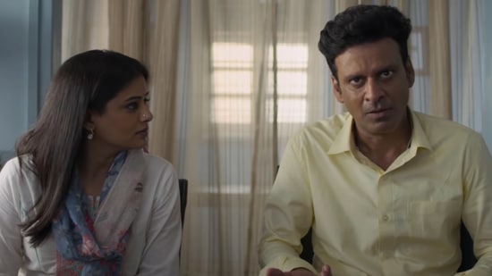 Priyamani and Manoj Bajpayee in a still from The Family Man.