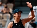 Victoria Azarenka celebrates after defeating Denmark's Clara Tauson