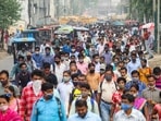 Factory workers wearing masks on their way to workplaces after unlock process in the ongoing Covid-19 lockdown begins, at Dundahera-Kapashera Delhi border, in Gurugram. Factory workers wearing masks on their way to workplaces after unlock process in the ongoing Covid-19 lockdown begins, at Dundahera-Kapashera Delhi border, in Gurugram.