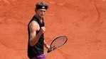 Germany's Alexander Zverev celebrates after winning a point against Russia's Roman Safiullin during their second-round match on day four of the French Open.(AP) Germany's Alexander Zverev celebrates after winning a point against Russia's Roman Safiullin during their second-round match on day four of the French Open.(AP)