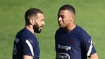 Kylian Mbappe (left) and Karim Benzema in training.(Twitter) Kylian Mbappe (left) and Karim Benzema in training.(Twitter)