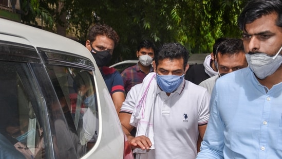 Olympics medal-winning wrestler Sushil Kumar on his way for his appearance in the Rohini court, in New Delhi. (PTI Photo)