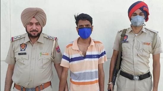 The accused in STF custody in Ludhiana on Wednesday. (HT Photo) The accused in STF custody in Ludhiana on Wednesday. (HT Photo)